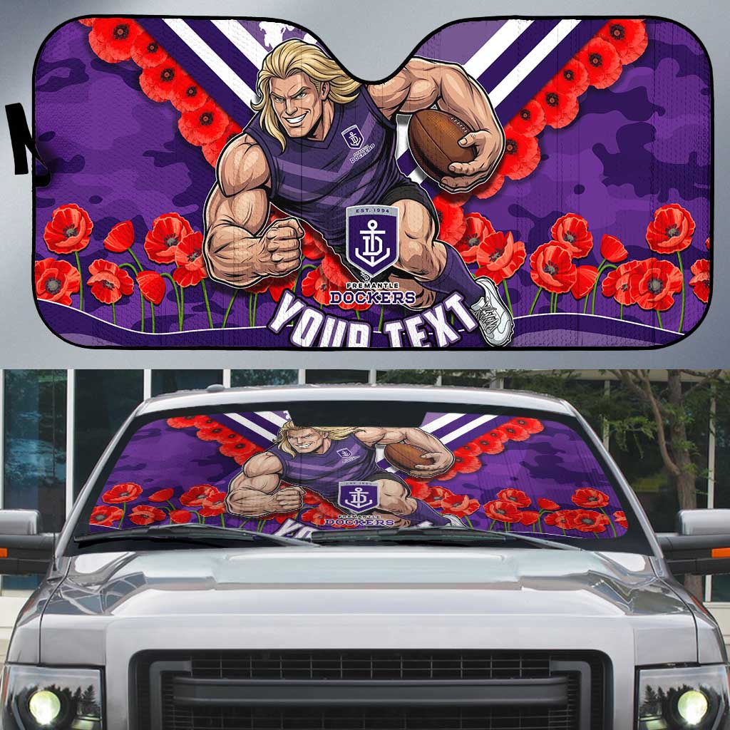 Personalised Fremantle Dockers ANZAC Auto Sun Shade Military Remembrance Australian Football Mascot Camouflage
