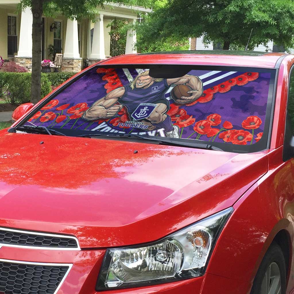 Personalised Fremantle Dockers ANZAC Auto Sun Shade Military Remembrance Australian Football Mascot Camouflage
