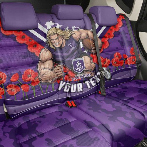 Personalised Fremantle Dockers ANZAC Back Car Seat Cover Military Remembrance Australian Football Mascot Camouflage