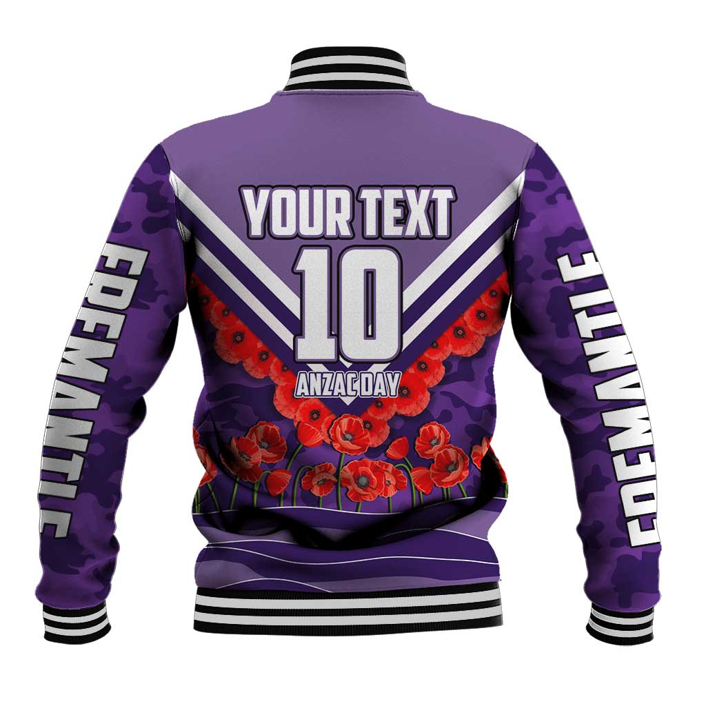 Personalised Fremantle Dockers ANZAC Baseball Jacket Military Remembrance Australian Football Mascot Camouflage