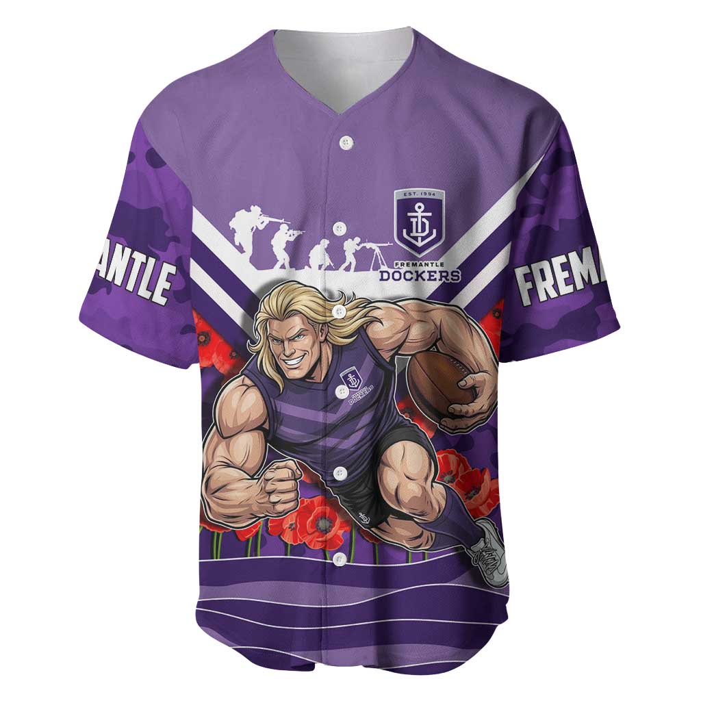 Personalised Fremantle Dockers ANZAC Baseball Jersey Military Remembrance Australian Football Mascot Camouflage