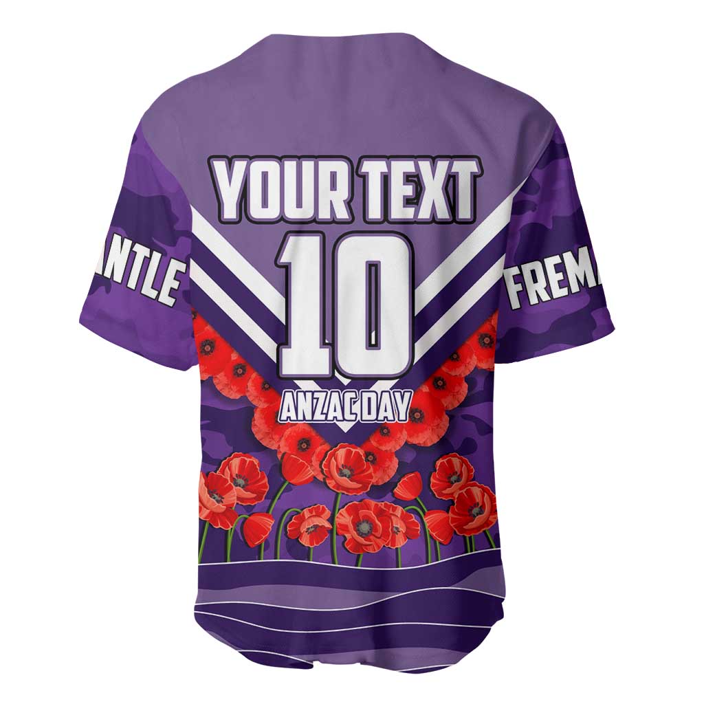 Personalised Fremantle Dockers ANZAC Baseball Jersey Military Remembrance Australian Football Mascot Camouflage