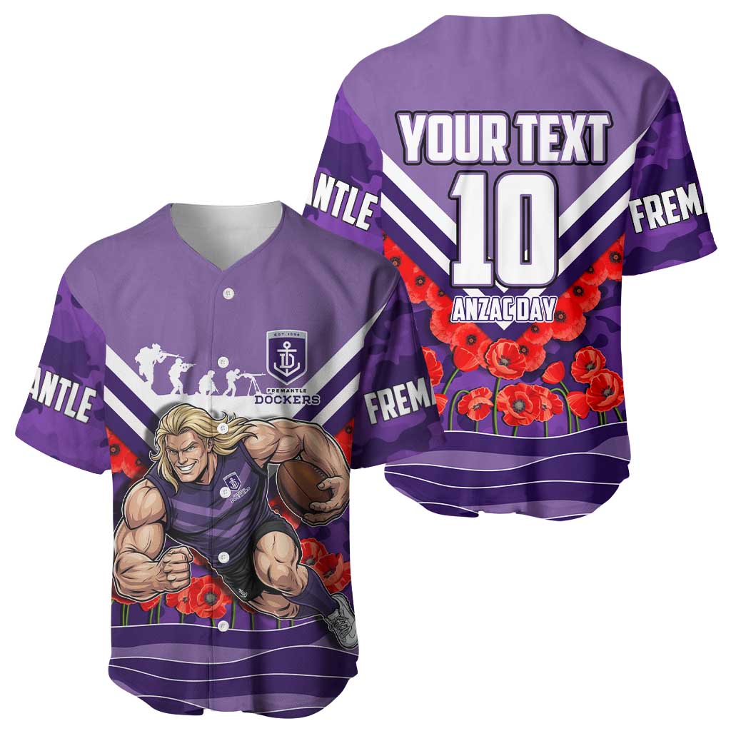 Personalised Fremantle Dockers ANZAC Baseball Jersey Military Remembrance Australian Football Mascot Camouflage