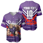 Personalised Fremantle Dockers ANZAC Baseball Jersey Military Remembrance Australian Football Mascot Camouflage