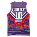 Personalised Fremantle Dockers ANZAC Basketball Jersey Military Remembrance Australian Football Mascot Camouflage
