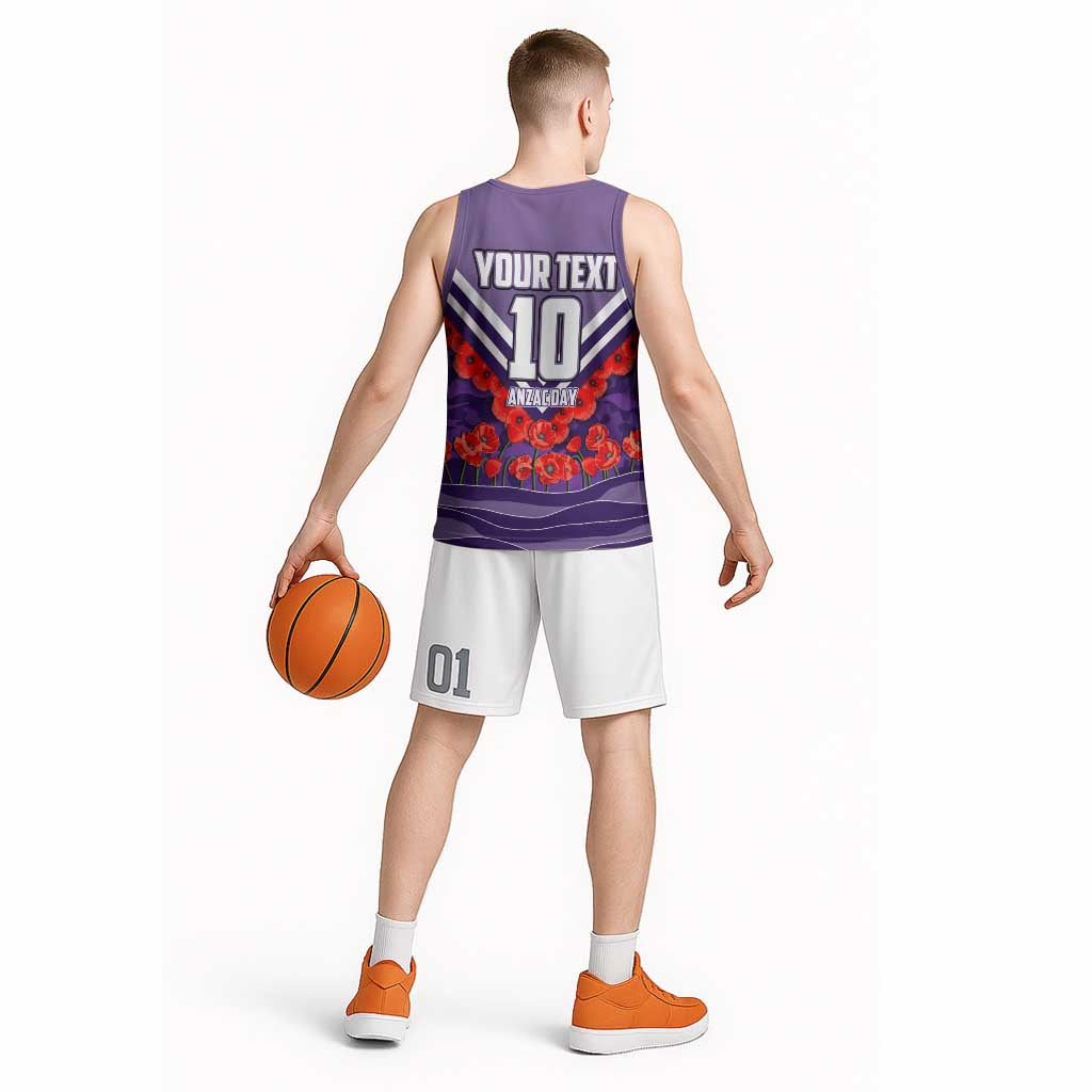 Personalised Fremantle Dockers ANZAC Basketball Jersey Military Remembrance Australian Football Mascot Camouflage