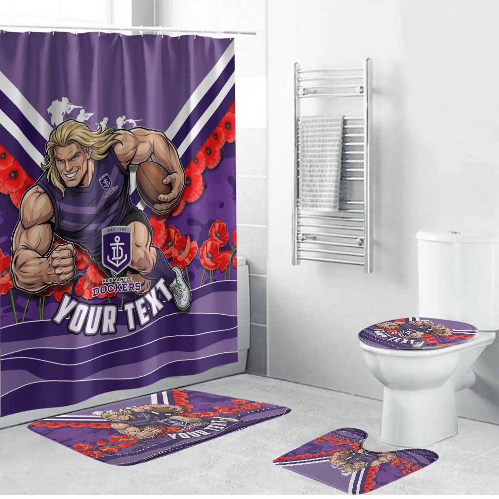 Personalised Fremantle Dockers ANZAC Bathroom Set Military Remembrance Australian Football Mascot Camouflage