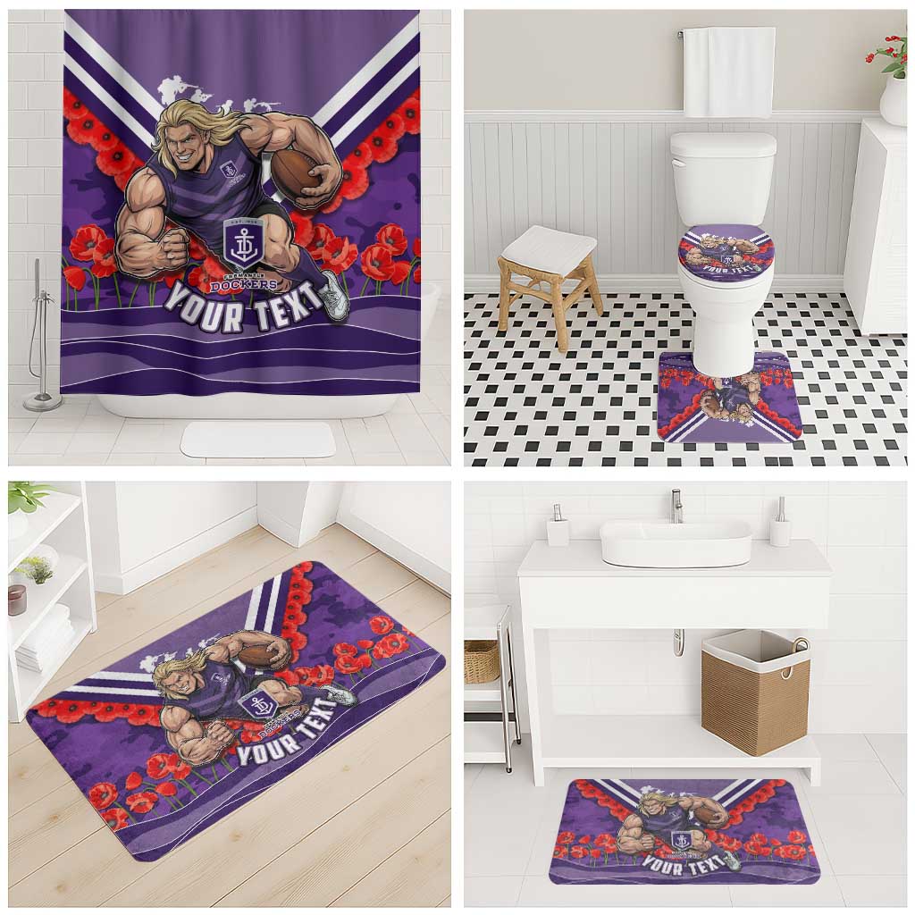 Personalised Fremantle Dockers ANZAC Bathroom Set Military Remembrance Australian Football Mascot Camouflage