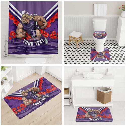 Personalised Fremantle Dockers ANZAC Bathroom Set Military Remembrance Australian Football Mascot Camouflage