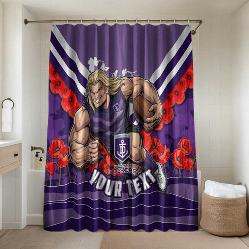 Personalised Fremantle Dockers ANZAC Bathroom Set Military Remembrance Australian Football Mascot Camouflage