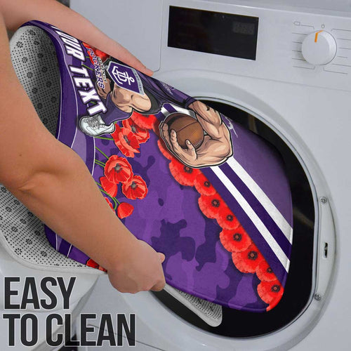 Personalised Fremantle Dockers ANZAC Bathroom Set Military Remembrance Australian Football Mascot Camouflage