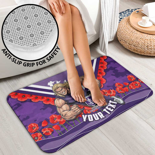 Personalised Fremantle Dockers ANZAC Bathroom Set Military Remembrance Australian Football Mascot Camouflage
