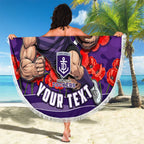 Personalised Fremantle Dockers ANZAC Beach Blanket Military Remembrance Australian Football Mascot Camouflage