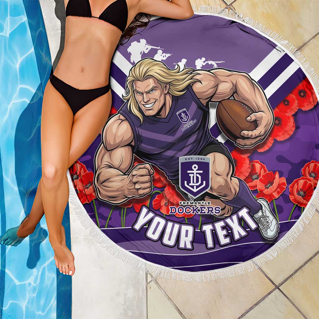Personalised Fremantle Dockers ANZAC Beach Blanket Military Remembrance Australian Football Mascot Camouflage