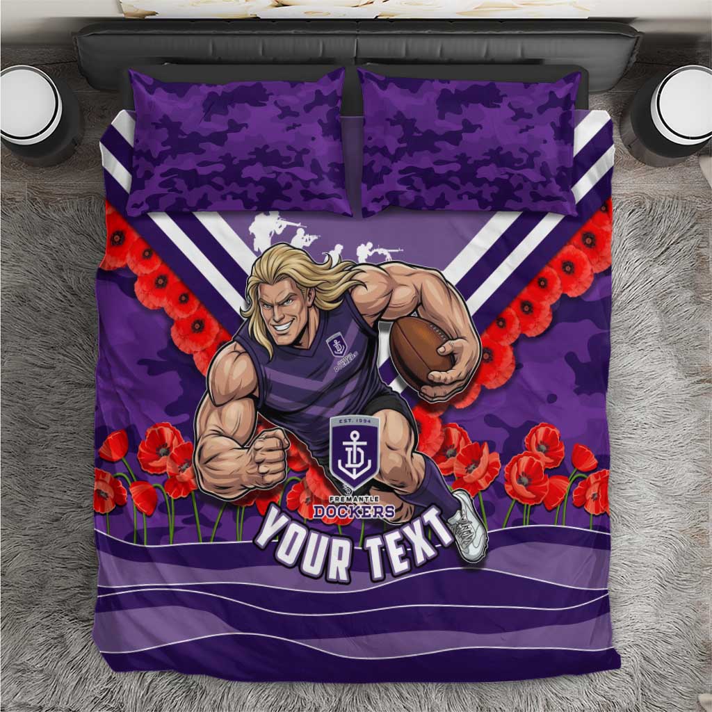Personalised Fremantle Dockers ANZAC Bedding Set Military Remembrance Australian Football Mascot Camouflage