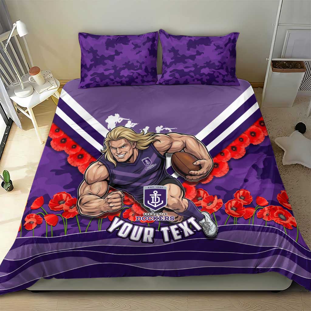 Personalised Fremantle Dockers ANZAC Bedding Set Military Remembrance Australian Football Mascot Camouflage