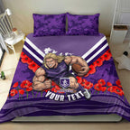 Personalised Fremantle Dockers ANZAC Bedding Set Military Remembrance Australian Football Mascot Camouflage