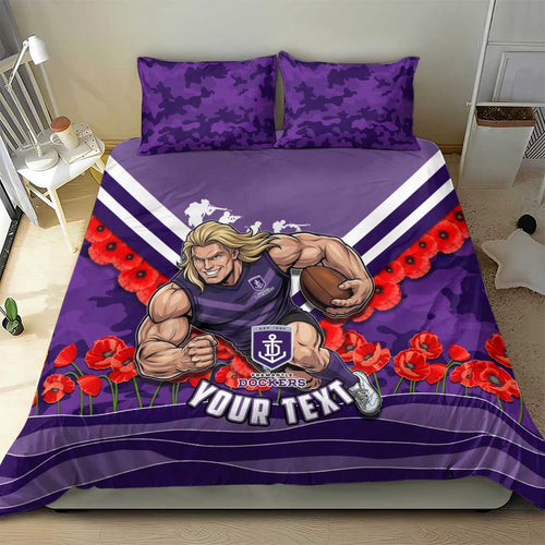 Personalised Fremantle Dockers ANZAC Bedding Set Military Remembrance Australian Football Mascot Camouflage