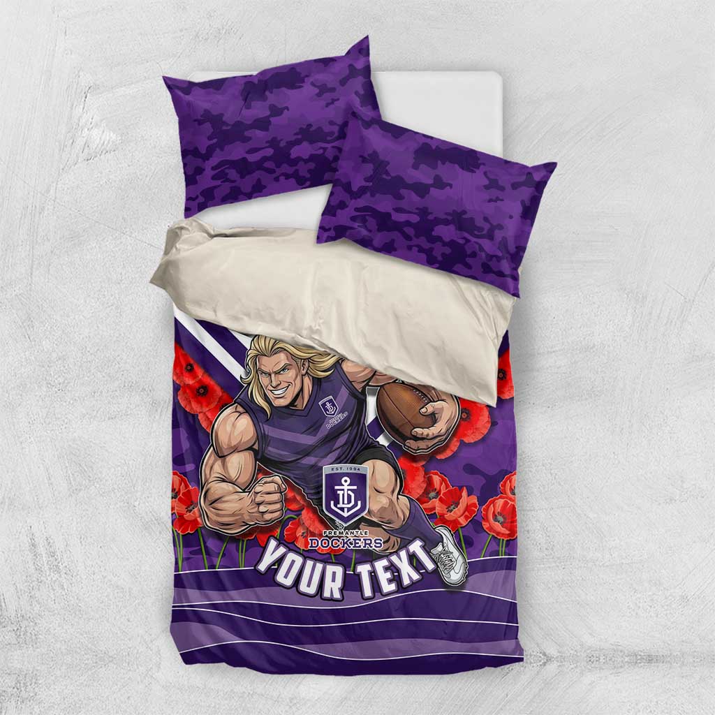 Personalised Fremantle Dockers ANZAC Bedding Set Military Remembrance Australian Football Mascot Camouflage