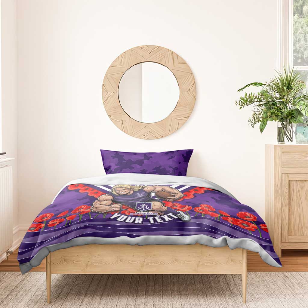 Personalised Fremantle Dockers ANZAC Bedding Set Military Remembrance Australian Football Mascot Camouflage