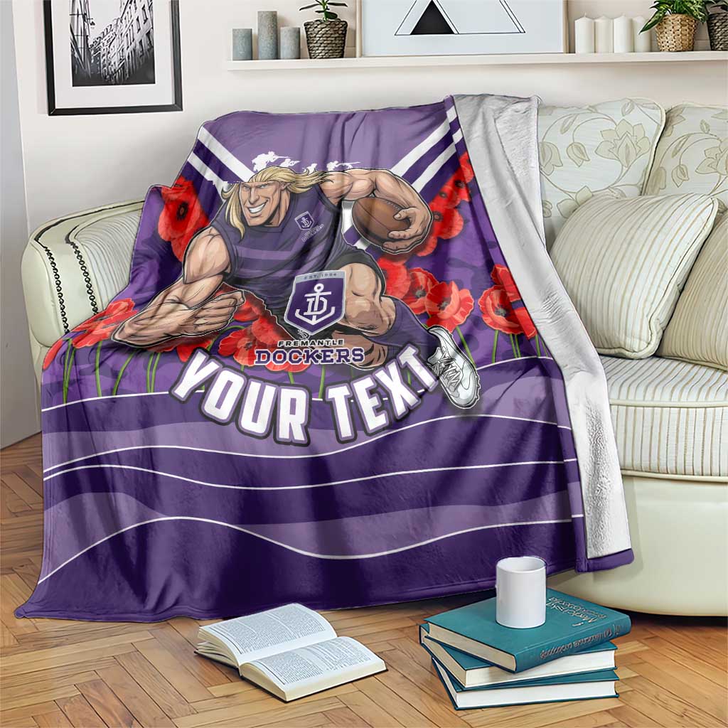 Personalised Fremantle Dockers ANZAC Blanket Military Remembrance Australian Football Mascot Camouflage