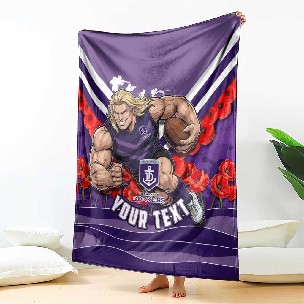 Personalised Fremantle Dockers ANZAC Blanket Military Remembrance Australian Football Mascot Camouflage
