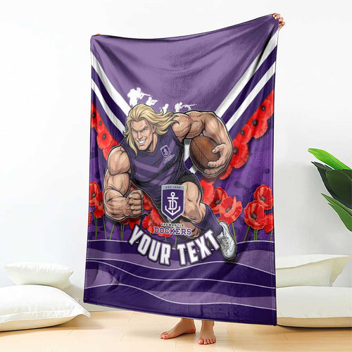 Personalised Fremantle Dockers ANZAC Blanket Military Remembrance Australian Football Mascot Camouflage
