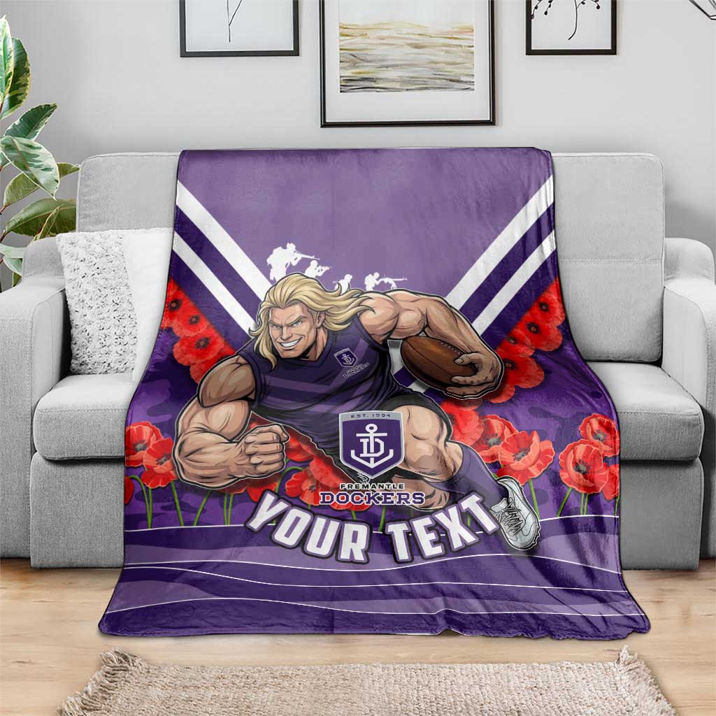 Personalised Fremantle Dockers ANZAC Blanket Military Remembrance Australian Football Mascot Camouflage