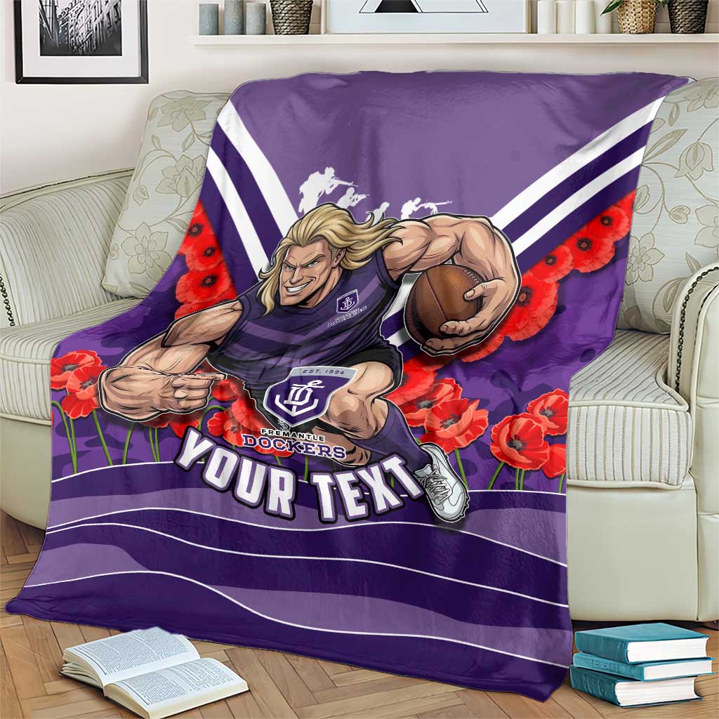 Personalised Fremantle Dockers ANZAC Blanket Military Remembrance Australian Football Mascot Camouflage