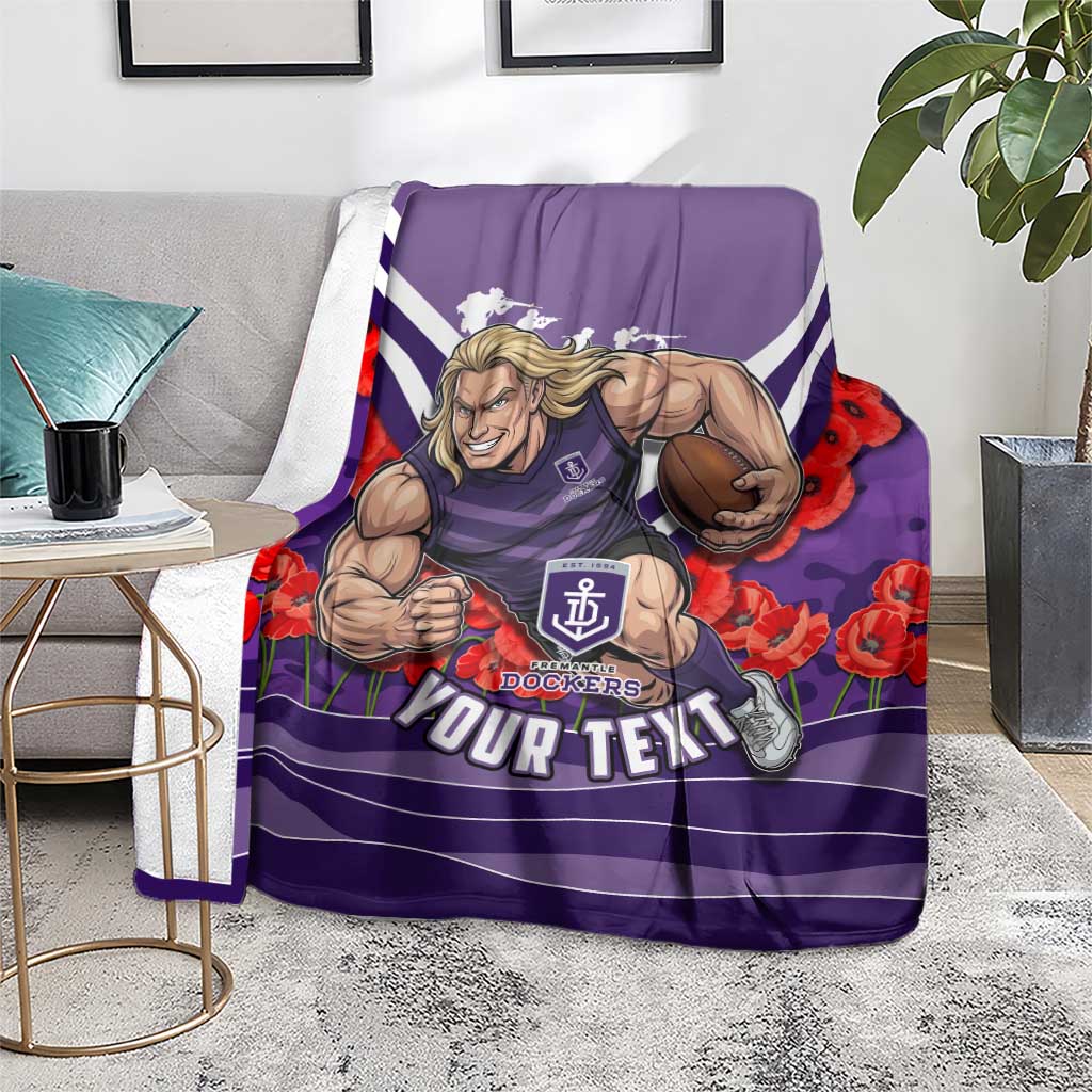 Personalised Fremantle Dockers ANZAC Blanket Military Remembrance Australian Football Mascot Camouflage