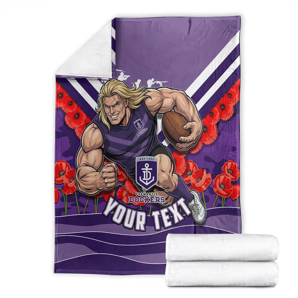 Personalised Fremantle Dockers ANZAC Blanket Military Remembrance Australian Football Mascot Camouflage