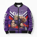 Personalised Fremantle Dockers ANZAC Bomber Puffer Jacket Military Remembrance Australian Football Mascot Camouflage