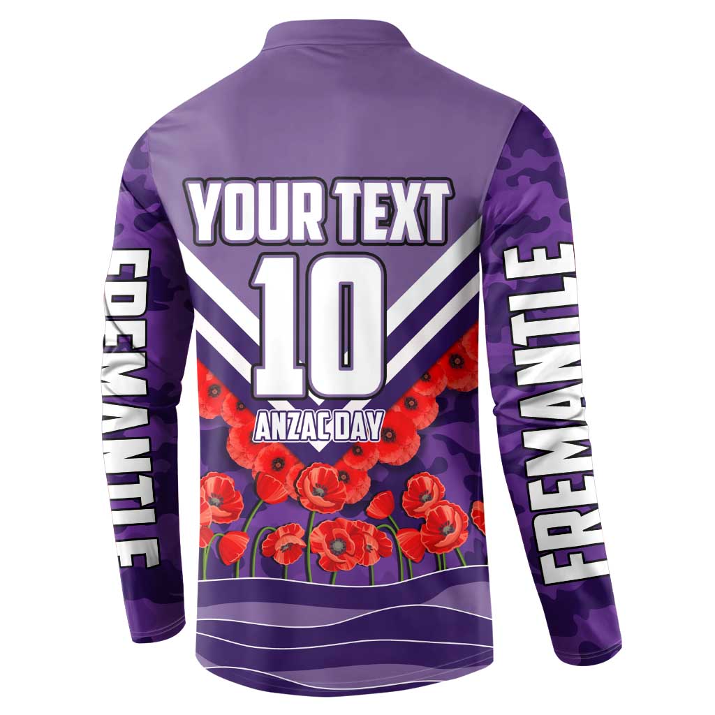 Personalised Fremantle Dockers ANZAC Button Sweatshirt Military Remembrance Australian Football Mascot Camouflage