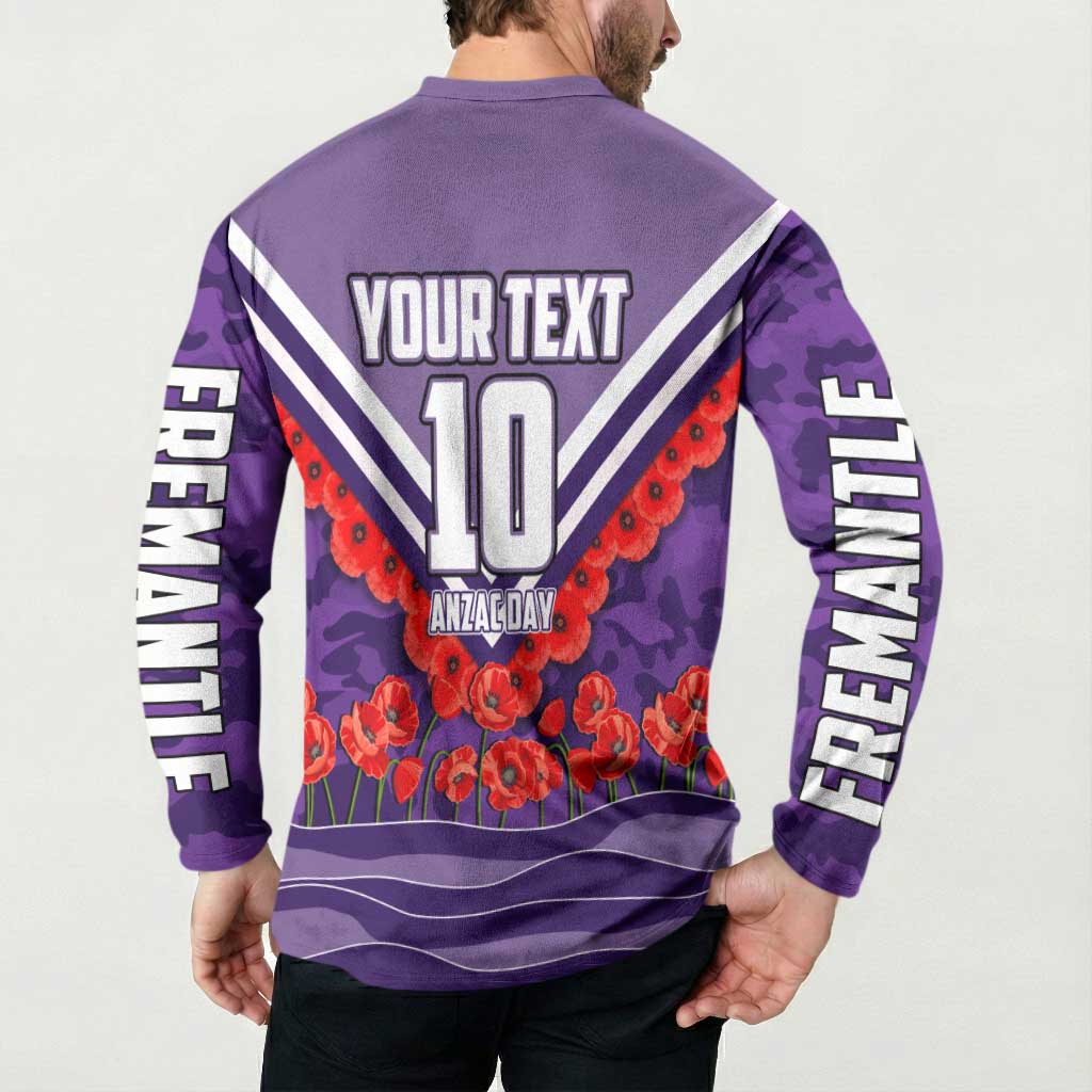 Personalised Fremantle Dockers ANZAC Button Sweatshirt Military Remembrance Australian Football Mascot Camouflage