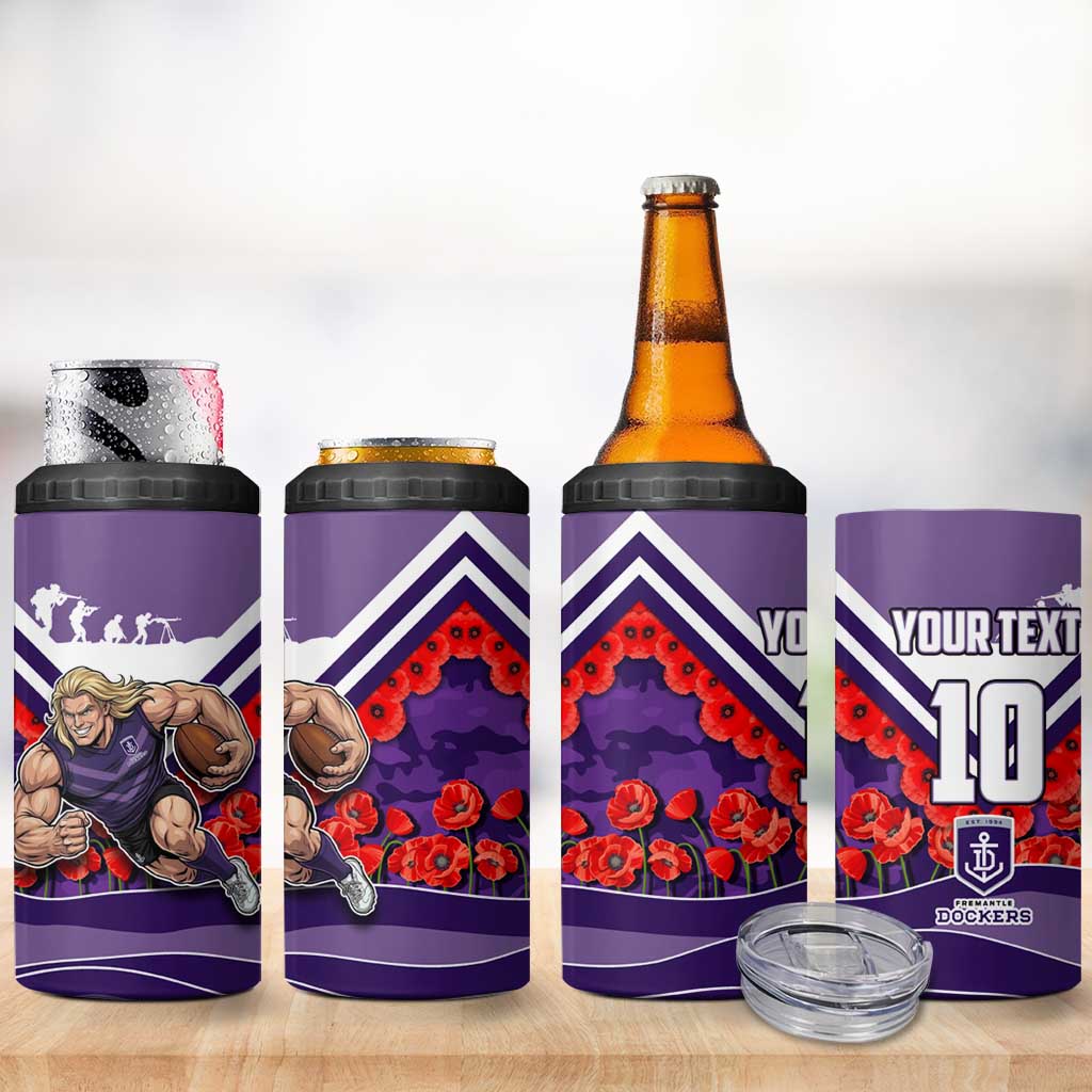 Personalised Fremantle Dockers ANZAC 4 in 1 Can Cooler Tumbler Military Remembrance Australian Football Mascot Camouflage