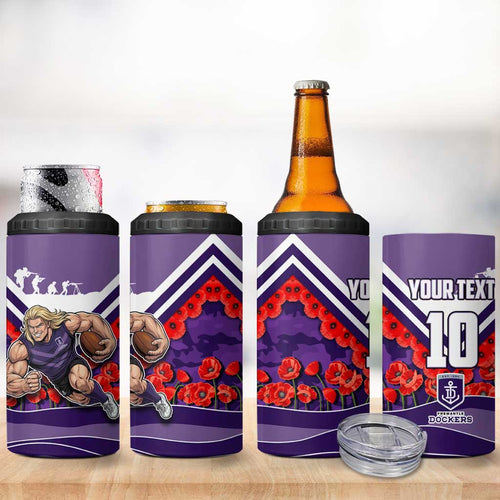 Personalised Fremantle Dockers ANZAC 4 in 1 Can Cooler Tumbler Military Remembrance Australian Football Mascot Camouflage