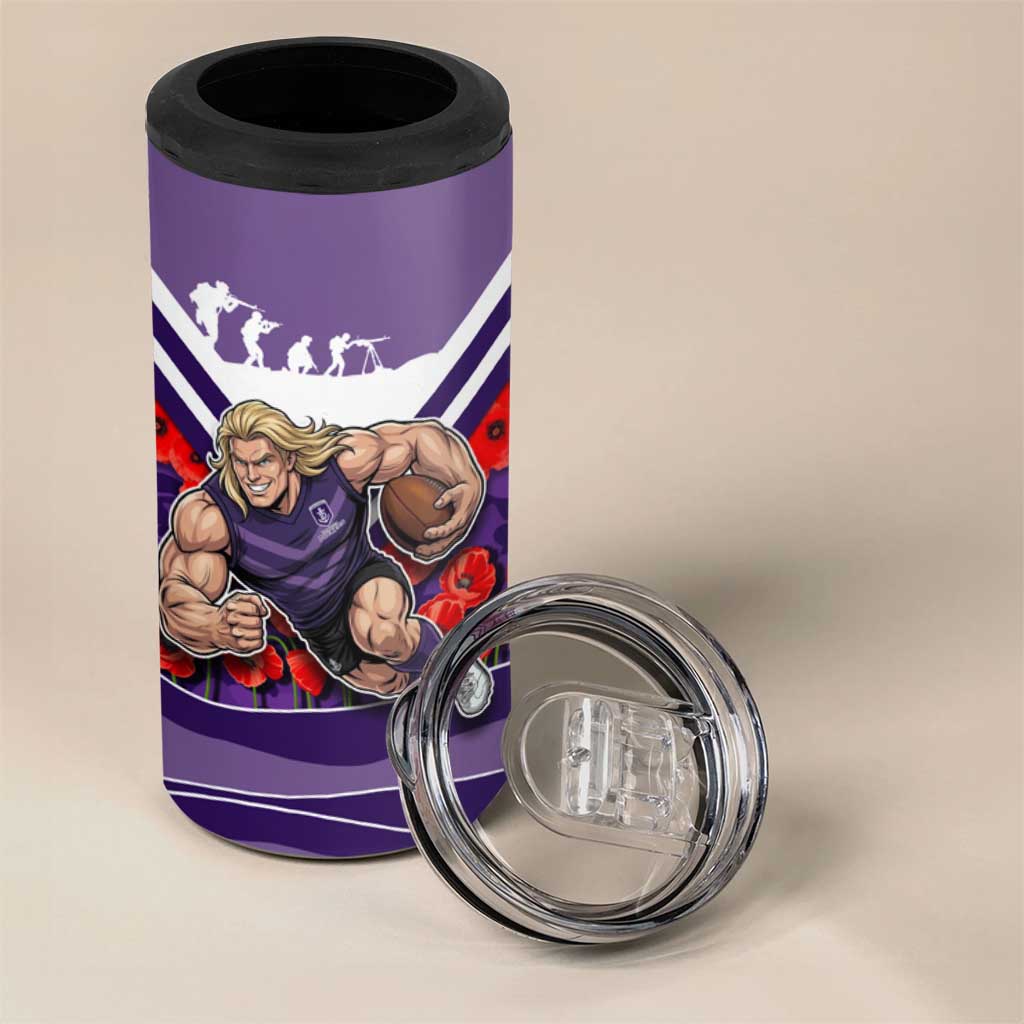 Personalised Fremantle Dockers ANZAC 4 in 1 Can Cooler Tumbler Military Remembrance Australian Football Mascot Camouflage