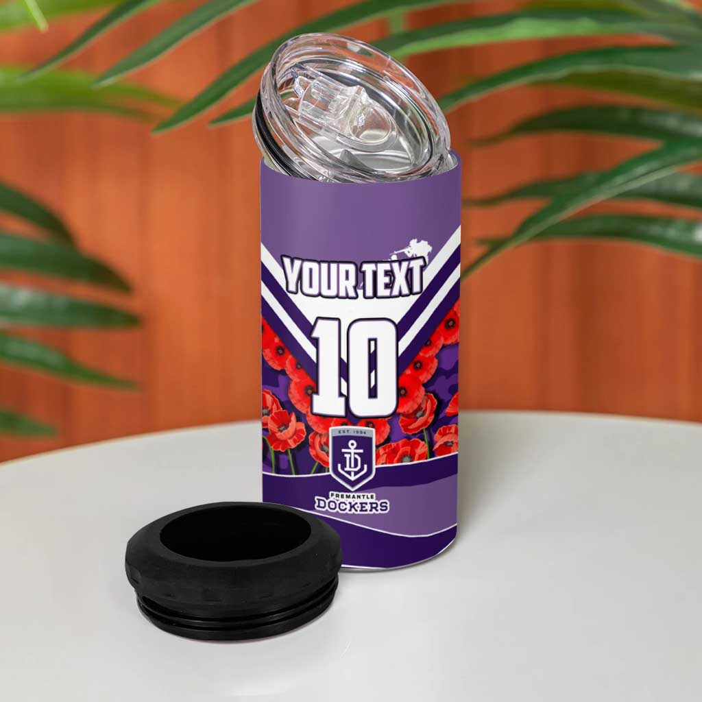 Personalised Fremantle Dockers ANZAC 4 in 1 Can Cooler Tumbler Military Remembrance Australian Football Mascot Camouflage