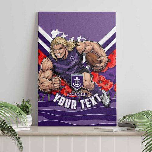 Personalised Fremantle Dockers ANZAC Canvas Wall Art Military Remembrance Australian Football Mascot Camouflage