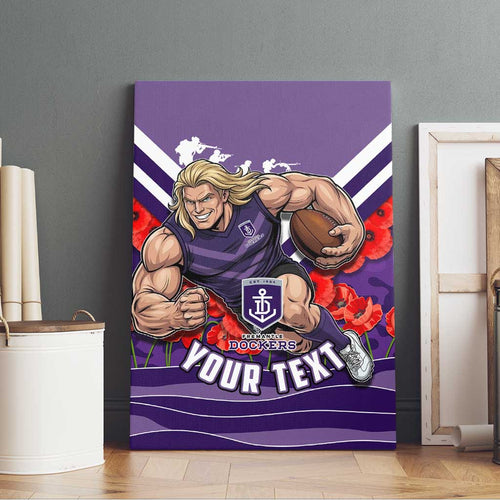 Personalised Fremantle Dockers ANZAC Canvas Wall Art Military Remembrance Australian Football Mascot Camouflage