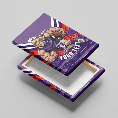 Personalised Fremantle Dockers ANZAC Canvas Wall Art Military Remembrance Australian Football Mascot Camouflage