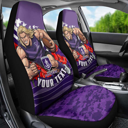 Personalised Fremantle Dockers ANZAC Car Seat Cover Military Remembrance Australian Football Mascot Camouflage