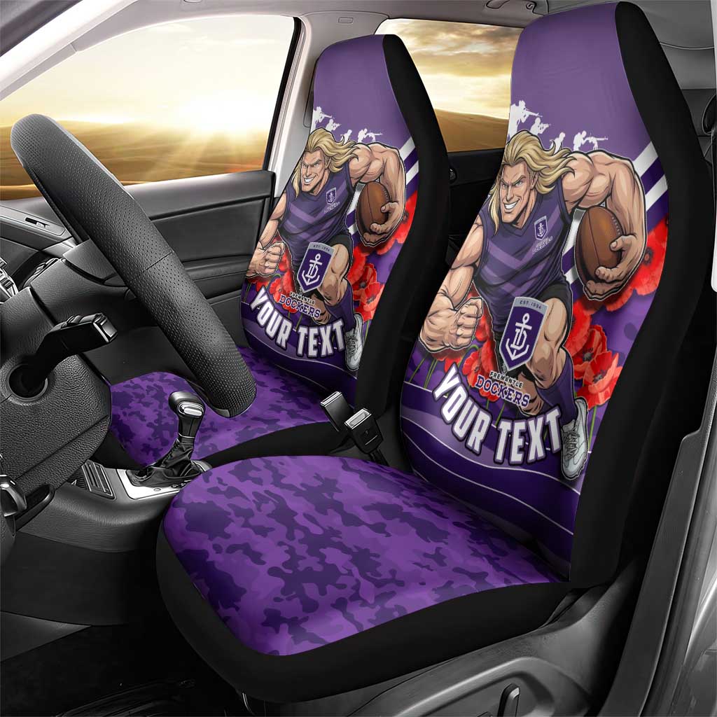 Personalised Fremantle Dockers ANZAC Car Seat Cover Military Remembrance Australian Football Mascot Camouflage