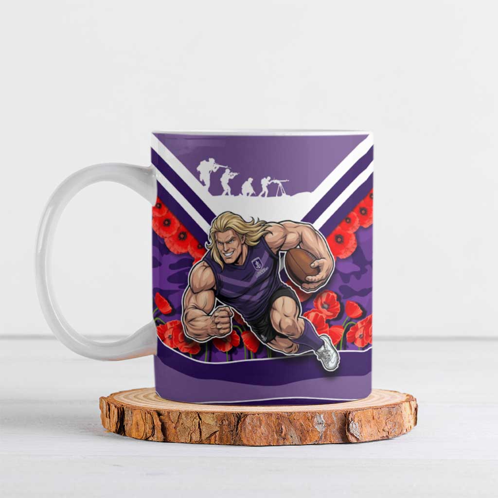 Personalised Fremantle Dockers ANZAC Ceramic Mug Military Remembrance Australian Football Mascot Camouflage