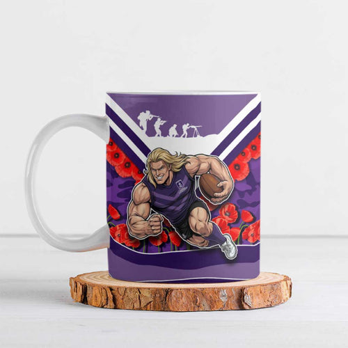 Personalised Fremantle Dockers ANZAC Ceramic Mug Military Remembrance Australian Football Mascot Camouflage