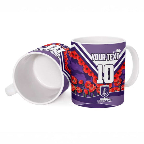 Personalised Fremantle Dockers ANZAC Ceramic Mug Military Remembrance Australian Football Mascot Camouflage