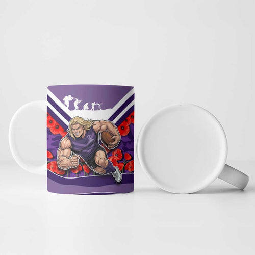 Personalised Fremantle Dockers ANZAC Ceramic Mug Military Remembrance Australian Football Mascot Camouflage