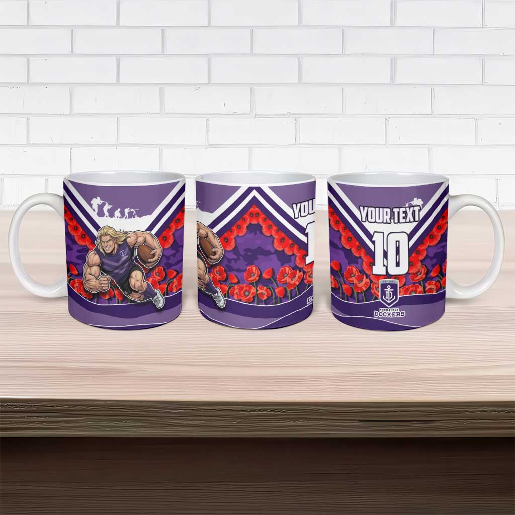 Personalised Fremantle Dockers ANZAC Ceramic Mug Military Remembrance Australian Football Mascot Camouflage