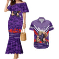 Personalised Fremantle Dockers ANZAC Couples Matching Mermaid Dress and Hawaiian Shirt Military Remembrance Australian Football Mascot Camouflage