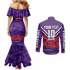 Personalised Fremantle Dockers ANZAC Couples Matching Mermaid Dress and Long Sleeve Button Shirt Military Remembrance Australian Football Mascot Camouflage